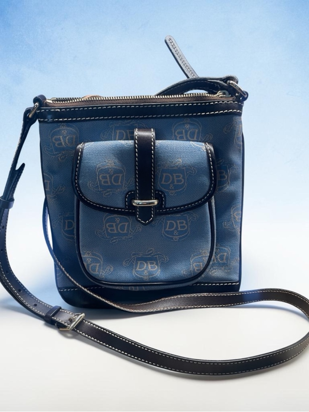 Dooney & Bourke Blue Logo Crossbody with Dark Trim